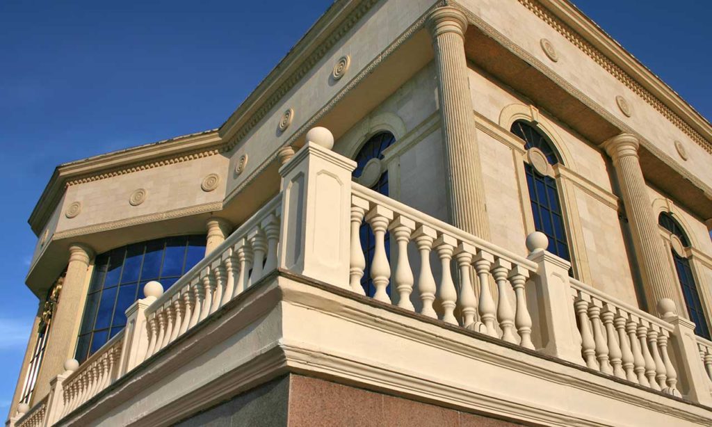 cream limestone columns & balustrades