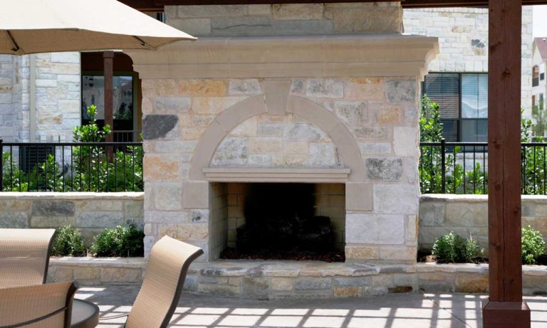 texas mix stone custom fireplace